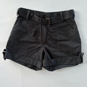 Ralph Lauren Sport Belted Knee-Length Roll Up Shorts Womens Size 6 Black Buckle